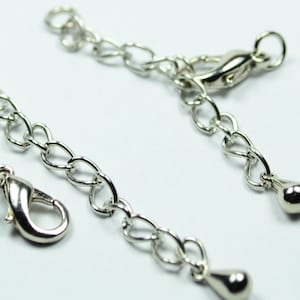 10 Set- Silver Tone Extender Chain , Lobster Claw , Drop Findings