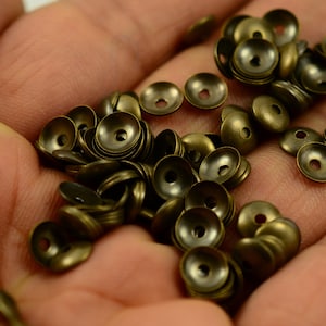 250 Pcs Antique Brass 6 mm  Round Cambered Middle Hole Connector, Findings,   AB384