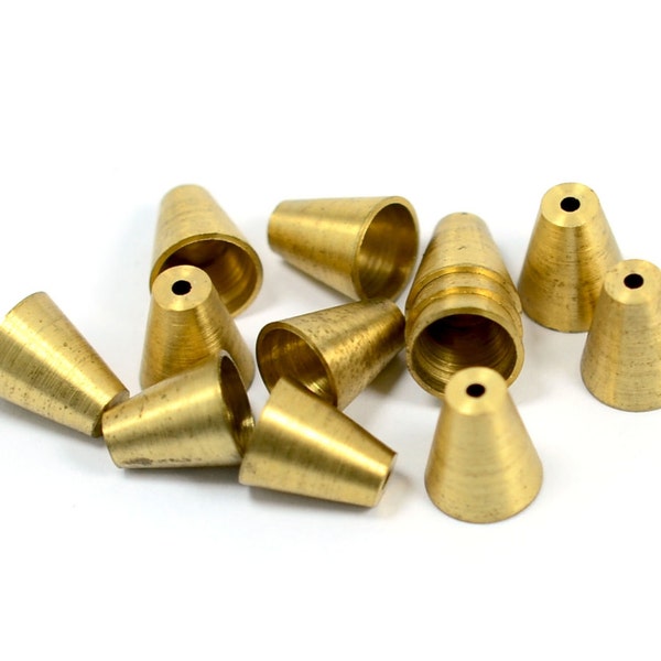 10 pcs. Raw Brass 9x8 mm Cone Bead Cap ,İnside Dimeter 6.5 mm Hole Size1.2mm  Z215