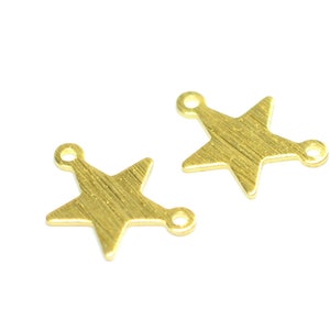 Messing strukturierte Stern Charms, Stern mit 2 Loop Erkenntnisse, 0.8x12x16 mm , Erkenntnisse MT249