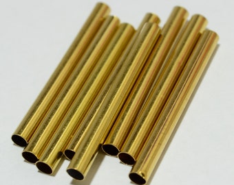 48 Piezas Latón Crudo 3x30 mm Abalorios de Tubo , Hallazgos ,Encantos