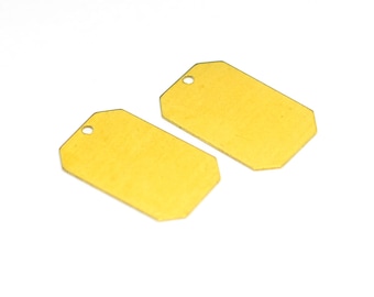 50 piezas de latón crudo 19x12 mm Octagon Raw Brass Stamping Hallazgos con 1 agujero, etiqueta H0477