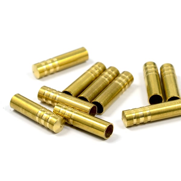 10 Pcs. Raw  Brass  4.5x18 mm (inside diameter 3.60 mm ) Round Aglet ,  Cord end Finished  Findings  Z210