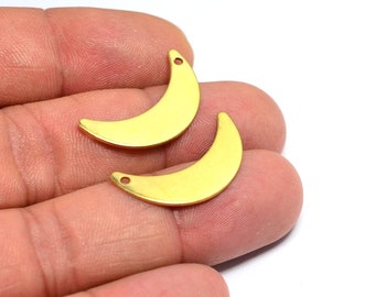 Brass Crescent Moon Charms  , Raw Brass Crescent Earring Findings , 0.8x7x25 mm , Pendants  H0127