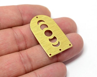 Brass D Shape Charms , Brass  Textured D Charms With 4 Holes  , 0.8x20x35 mm ,  Brass Pendants , Brass Connectors MTN