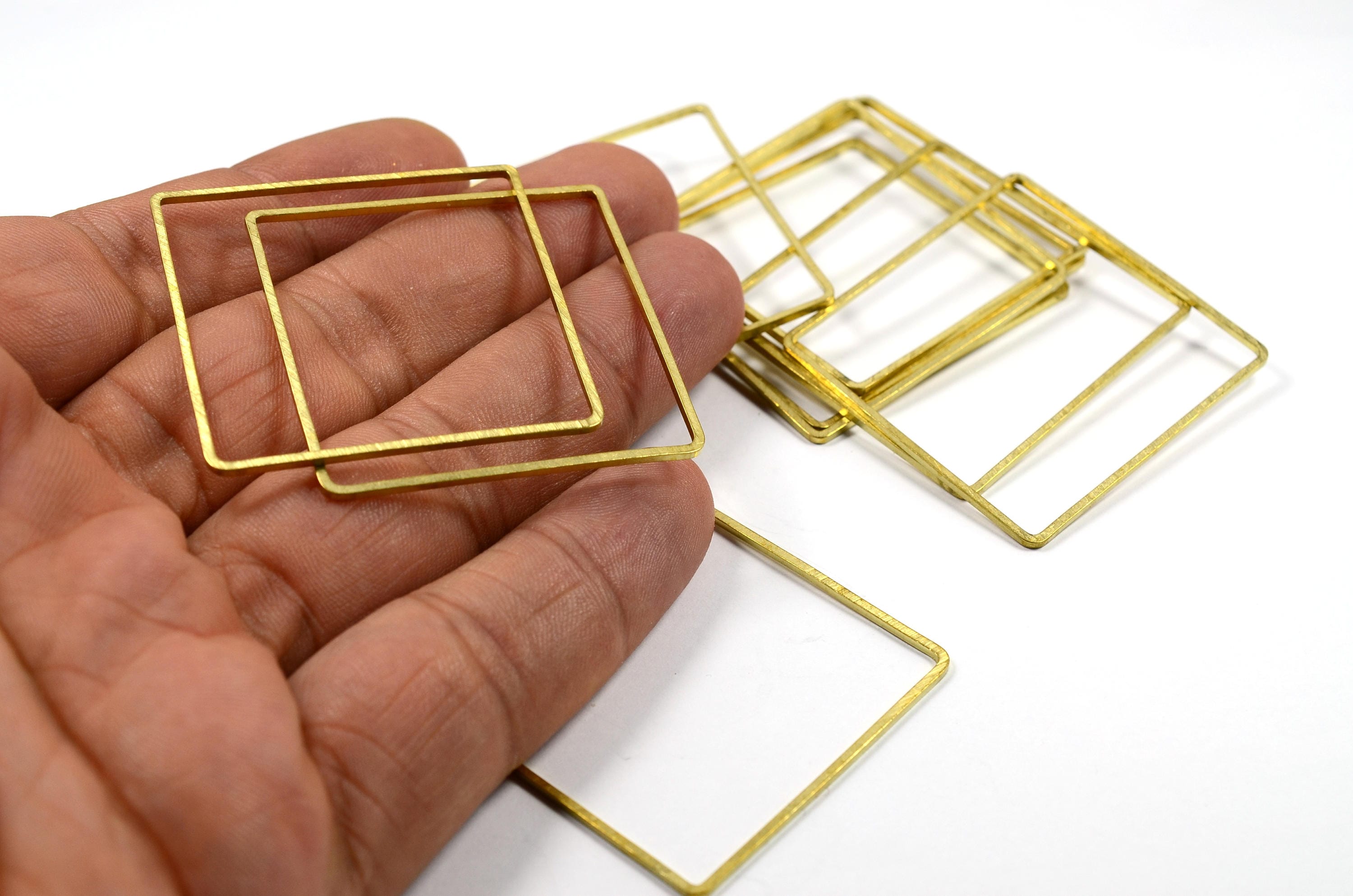 50 Pcs. Raw Brass 40x40 Mm Square Circle Ring Findings Z185 - Etsy