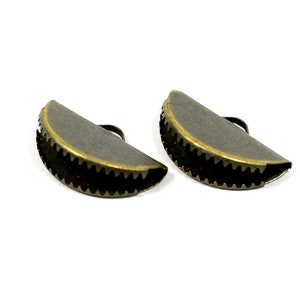 Antique Brass Ribbon Crimps , 10 Pcs.Ribbon Crimps End Connector ,( 17x30 mm), Jewelry Supplies