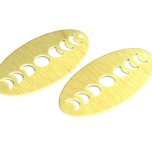 Moon Phases Charm  , Raw Brass Textured Phases of Moon  , 0.8x19x35 mm , Findings   MT293
