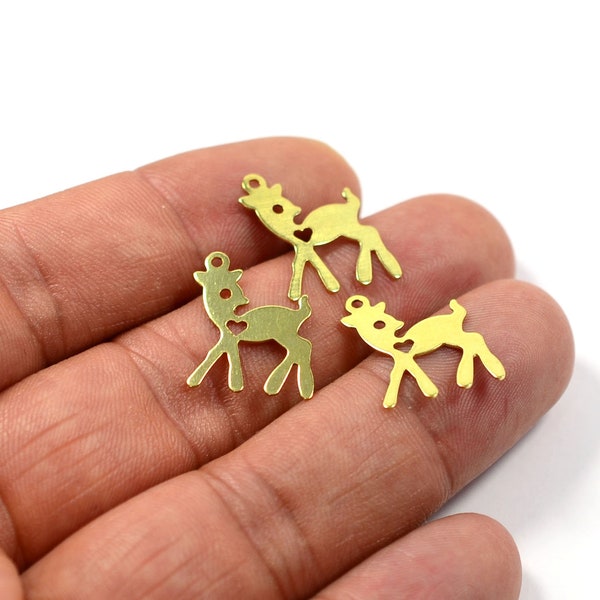 Brass Gazelle Charms , 50 Pcs. Small Charms , 14x18 mm Earring Charms Findings , Jewelry Supplies   MF67