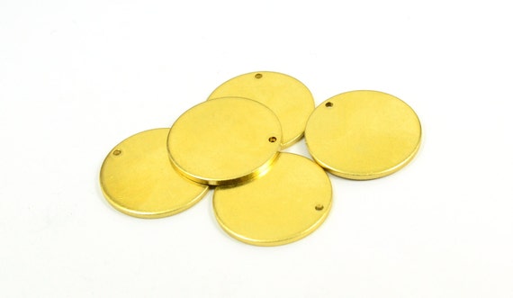 Round Stamp Raw Brass Hammared Round Disc Charms Brass Stamp,1 hole Stamp HM-54 3 pcs 25mm