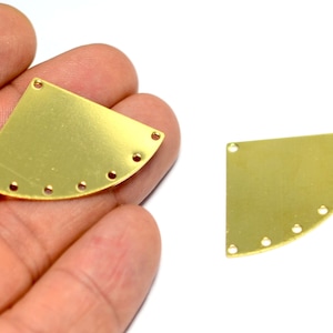 Brass Fan Shape Charm , 5 Pcs. Raw Brass Multi Hole Fan Shape Charms ,(0.8x27x39 mm ), Jewelry Supplies   MF138