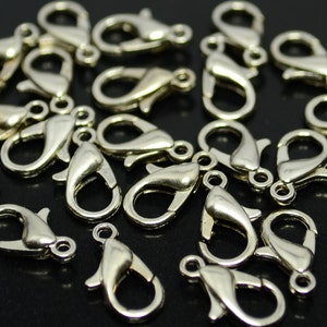 100 Pieces Silver Tone 12x6 mm Lobster Clasps-502