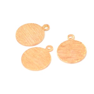 Raw Copper Textured Coin Charms  ,Raw Copper  Round  Without 1 Loop Coin, (0.8x12mm ), Jewelry Supplies  MC123