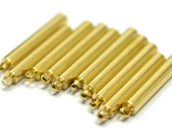 100 piezas de latón crudo de alta calidad, 3 x 20 mm, cilindro redondo, 1 bucle, barra larga, colgantes Z98