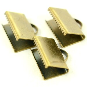 10 Pieces Antique Brass  10x15  mm Ribbon Crimps End Finished