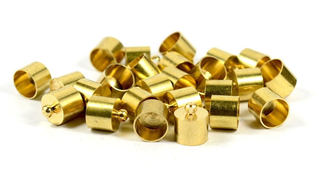 5 Pcs.raw Brass Leather Cord End Cap With Loop 11x12.5 Mm İnside