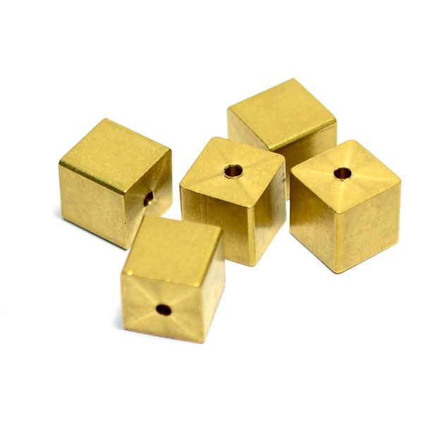 Brass Cube Bead , Solid Brass Geometric Cube Findings  ,10x10x10 mm ,Findings    Z5