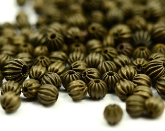 100 Pcs Antique Brass 4 mm Small Brass Beads  AB370