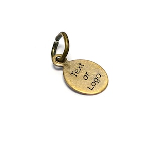 Custom Tag Laser Engraved Jewelry Charms  , Antique Brass  Charms , Brand Logo Charms , 0.5x6.5x11 mm  Oval Charms  , Tiny Logo , L2