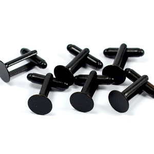 50 Pcs.(25Pair )  Matte Black 10 mm  Glue Pad  Cufflink Blanks Findings