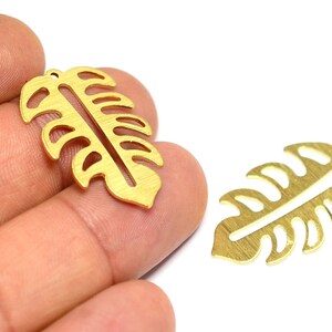 Brass Textured Leaf Charms  , Raw Brass Leaf Findings  ,0.8x19x30 mm , Brass Findings  MT248