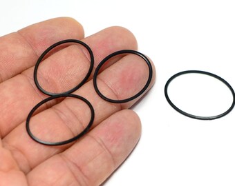 Black Painted  Oval Shape Rings  , 1x21x28 mm Oval Connectors , Charms , Black Findings  BL123