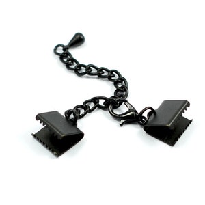 10 Pcs.(Set ) Black Matte 11 mm Ribbon Crimps End Finished Connectors