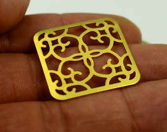 10 Pcs Raw Brass Filigree 28 x 28 mm Square Findings , Connectors ,Brass Findings