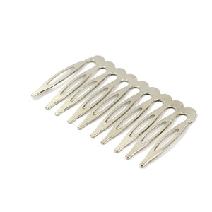 Rhodium Plated Hair Comb  Findings , 5 Pcs. Hair  Comb  Findings  , (36x59  mm ) , Jewelry Supplies , Connectors
