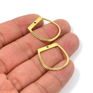 Brass  U Charms - Brass U Shape 1 Hole Blanks - 0.8x22.5x25 mm Blanks - Jewelry Supplies - Connectors  MF174
