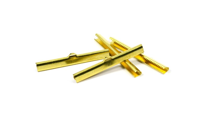 6x50 mm Ribbon Crimps End Connectors Jewelry Supplies Raw Brass Ribbon Crimps