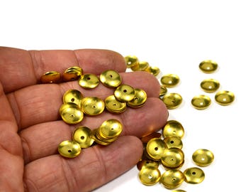 300 Pcs. Raw Brass 10 mm Cambered Middle Hole Bead Cap Findings
