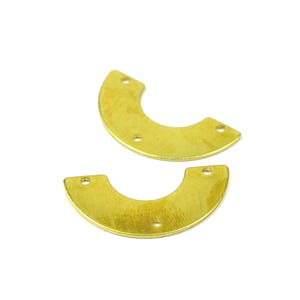 20 Pcs. Raw Brass 8x30 mm Crescent 3  Hole Findings Charms ,25 Gauge 0.50 mm Thickness