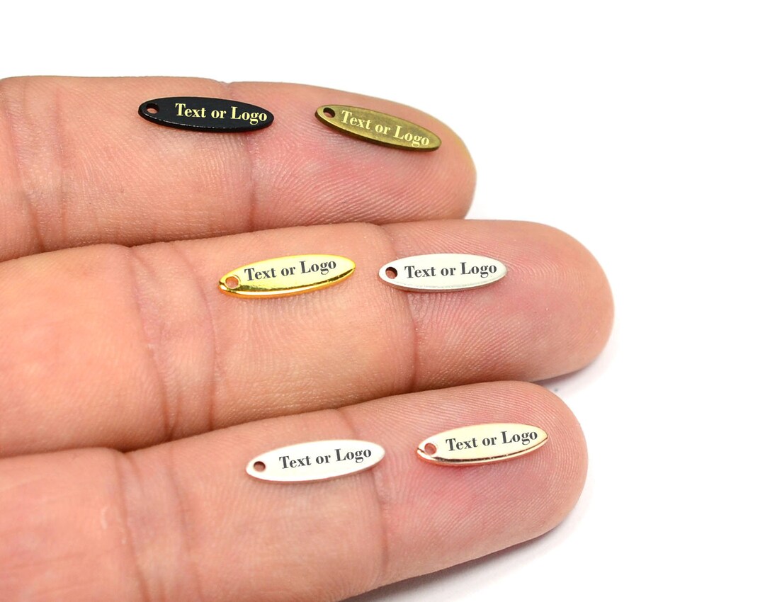 Custom Tag Laser Engraved Jewelry Charms , Brand Logo Charms , 4x14 Mm