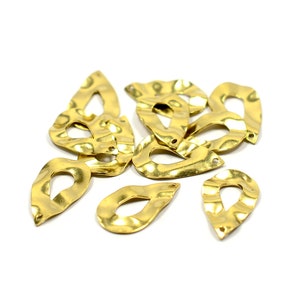 Brass Wavy Drop Charms  ,10 Pcs. Raw Brass Wavy Drop Charms ,(0.6x12x20 mm ), Jewelry Supplies