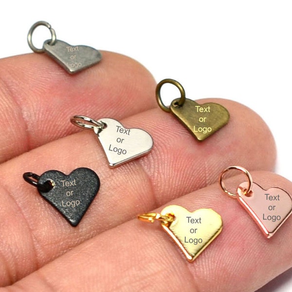 Laser Engraved Custom Tag , Brand Jewelry Charms  , Heart Logo Charms , 0.8x9 mm  , Jewelry Tag    L14