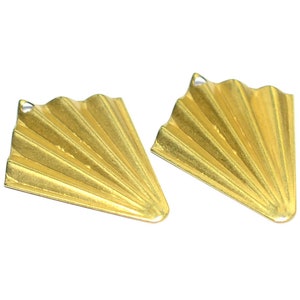 Brass Fan Charms , Raw Brass  Fan Findings  , 0.8x25x32 mm , Brass Findings  , Pendants  H0104