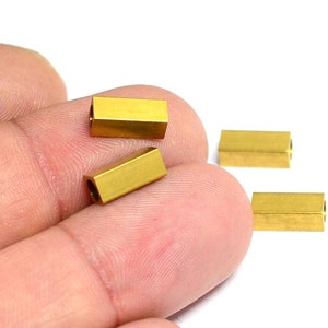 Brass Square Bead  , Square Solid Brass Bead  ,4x4x10 mm (Hole Size:3 mm ) , Bead , Findings   Z280
