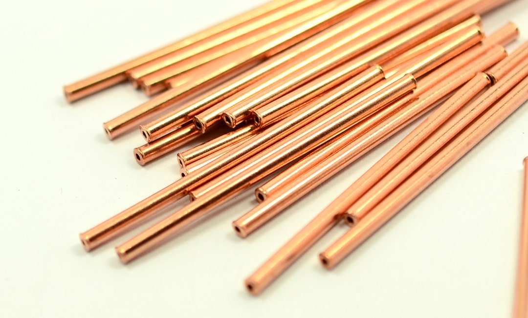 Copper Rectangular Spacer 25 Pcs. Raw Copper 2x40 Mm Tube Spacers Findings -İnside Daimeter 1.1 ...