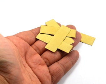 6 Pcs. Raw Brass 15x50 mm Rectangle  without hole Stamping Blanks Findings 20 Gauge 0.8mm Thick