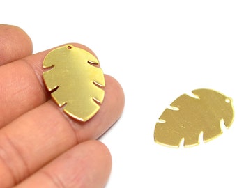 Brass Leaf Charms  , Raw Brass Leaf Findings  ,0.8x20x30 mm , Brass Findings  MF228