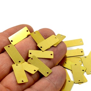250 Pcs. Raw Brass 8x20 mm Rectangular 2 Hole Blanks Tag , Charms  H0399