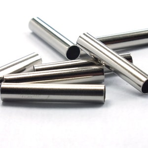 100 Pcs Nickel Plated Metal Beads Tube 3 x 21 mm ( 0,12 &quot; x 0,78 &quot; ) ,Pipe ,Findings