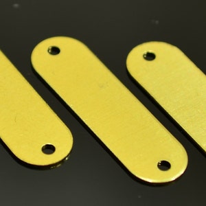 50 Pieces Raw Brass 24x7 mm Rectangular 2 Hole Stamping Findings