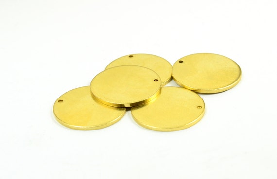 Round Stamp Raw Brass Hammared Round Disc Charms Brass Stamp,1 hole Stamp HM-54 3 pcs 25mm