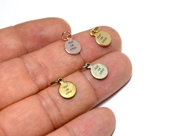 Custom Tag Laser Engraved Jewelry Charms  , Brand Logo Charms , 0.8x8 mm Round  Charms  , Jewelry Tag    LSR12