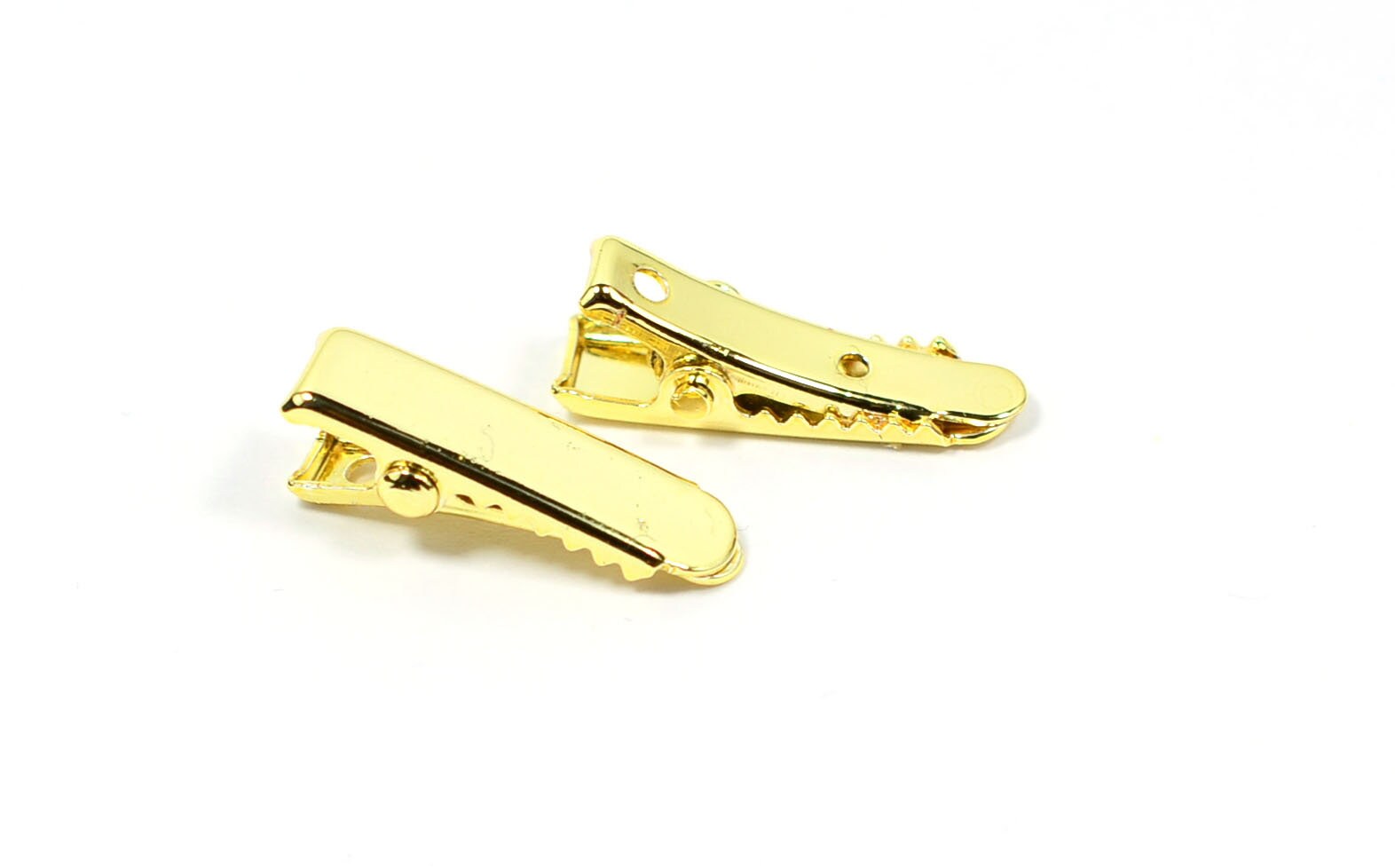 24K ポリッシュ ゴールド メッキ ワニ口クリップ - 6 x 22 mm ヘア