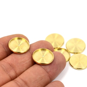 10 Pieces Raw Brass Industrial Cabochon Settings 15 mm Bezel Round Edge Findings  Z86
