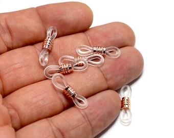 Colorless Eyeglasses Rubber Holder Rose Gold Plated  , 21 mm Eyeglasses Chain End ,Jewelry Supplies