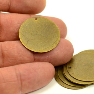 50 Pcs. Antique Brass 25 mm Round 1 Hole Stamping Disc AB760 image 2